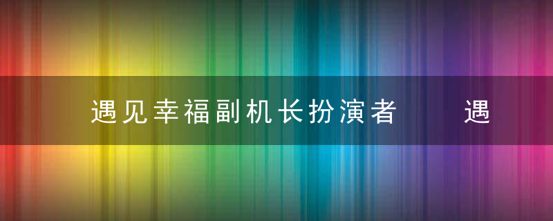 遇见幸福副机长扮演者  遇见幸福中副机长是谁演的